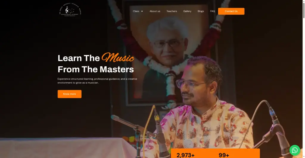 Ossum Music Academy website homepage screenshot